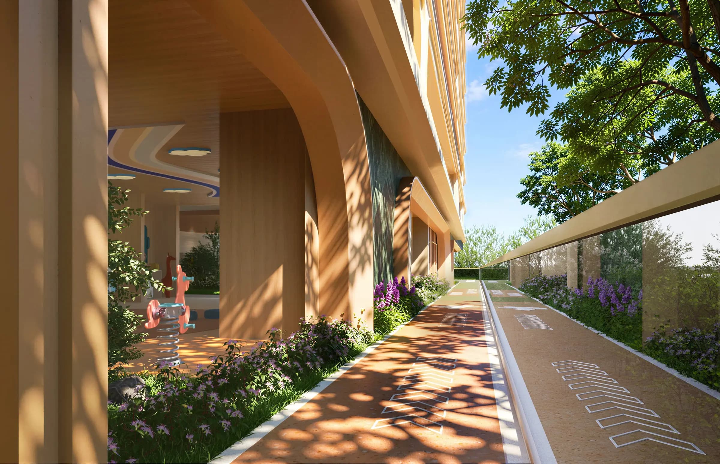 Landscaped path beside Avana
