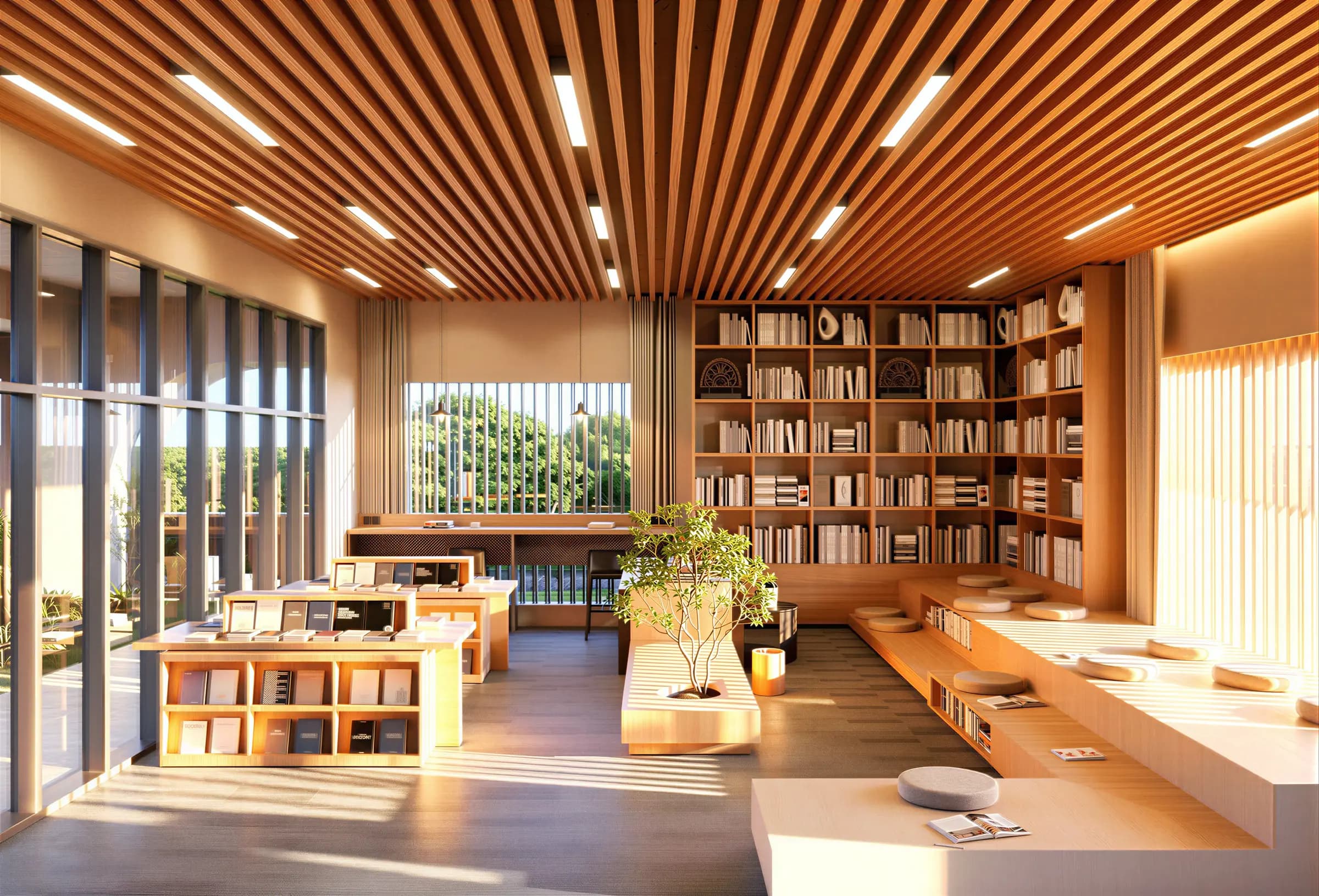 Warmly lit Avana reading lounge